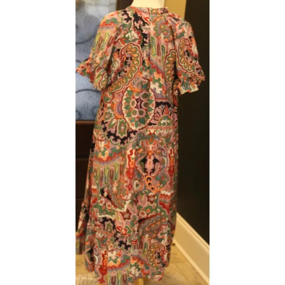 Anthropologie Flowy Peasant Colorful Maxi Dress Size Petite Extra Small - Picture 2 of 9